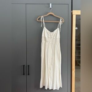 Gap size L linen blend corset midi dress in new off white.